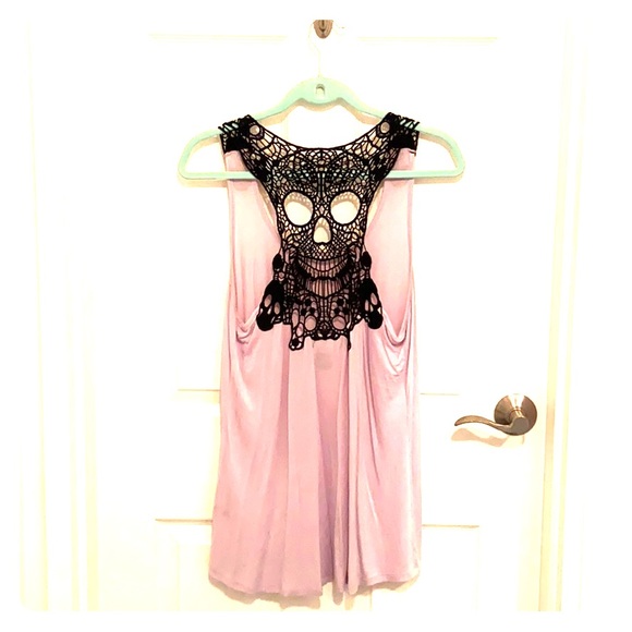 Hot Topic Tops - 🥤Crochet skull lavender tank top goth